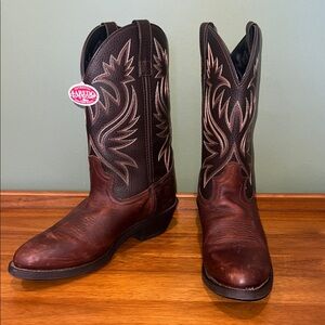 NEW!! 4243 Laredo Men's Dark Brown and Tan Western Boots leather sz 11.5 D